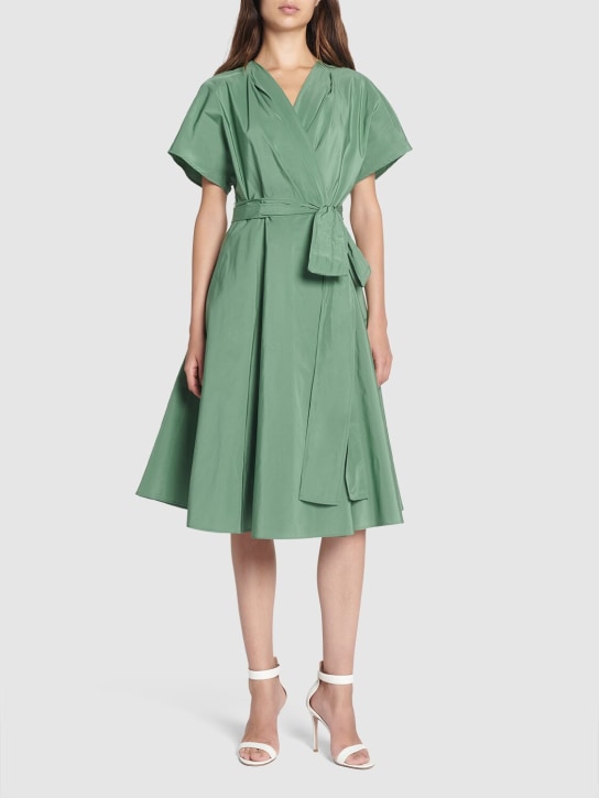 Weekend Max Mara: Giambo belted cotton blend midi dress - Green - women_1 | Luisa Via Roma
