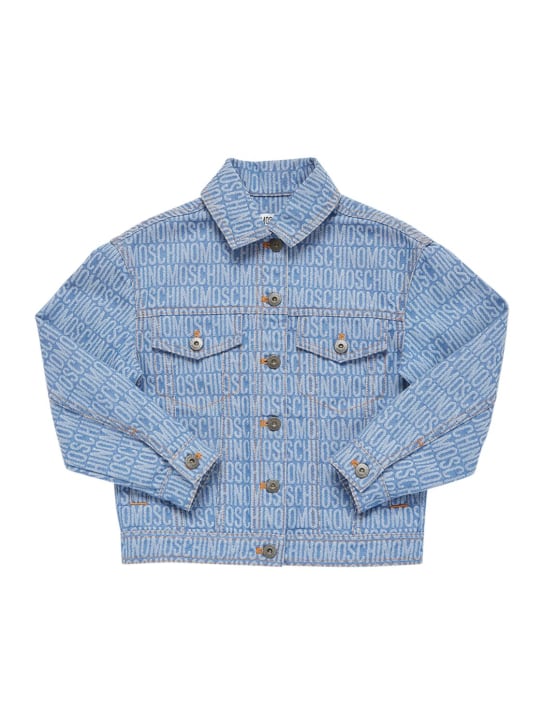 Moschino: Cotton blend denim jacket - Blue - kids-girls_0 | Luisa Via Roma