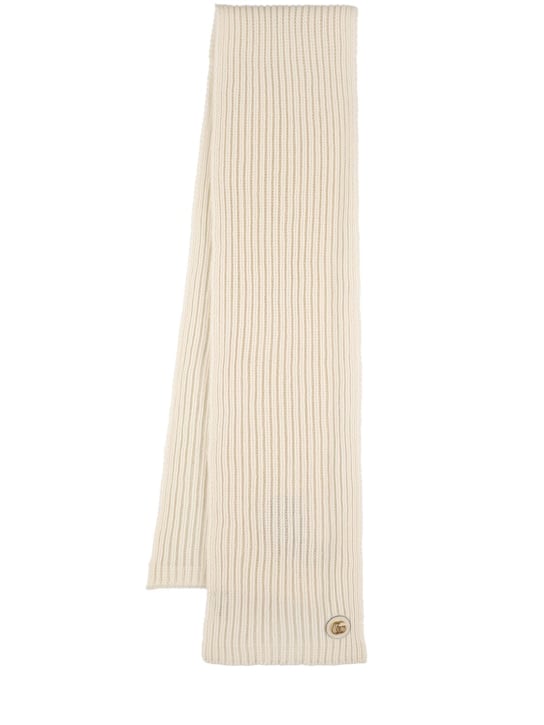 Gucci: Double G wool & cashmere scarf - Ivory - women_0 | Luisa Via Roma