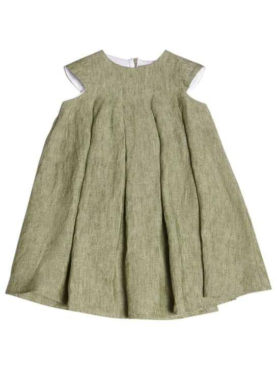 Il Gufo: Sleeveless linen dress - Green - kids-girls_0 | Luisa Via Roma