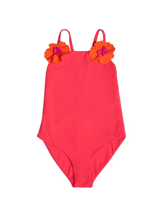 Il Gufo: Lycra one piece swimsuit - Fuchsia/Orange - kids-girls_0 | Luisa Via Roma