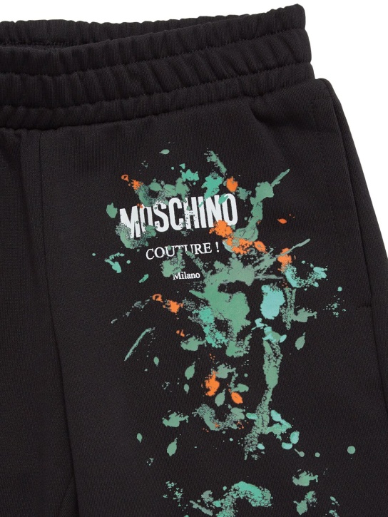 Moschino: Cotton sweat shorts - Black - kids-boys_1 | Luisa Via Roma
