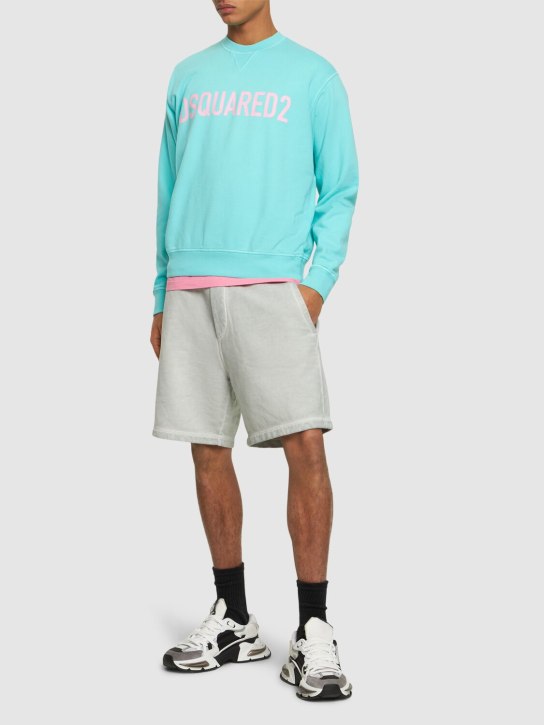 Dsquared2: Relaxed cotton sweat shorts - Mint - men_1 | Luisa Via Roma