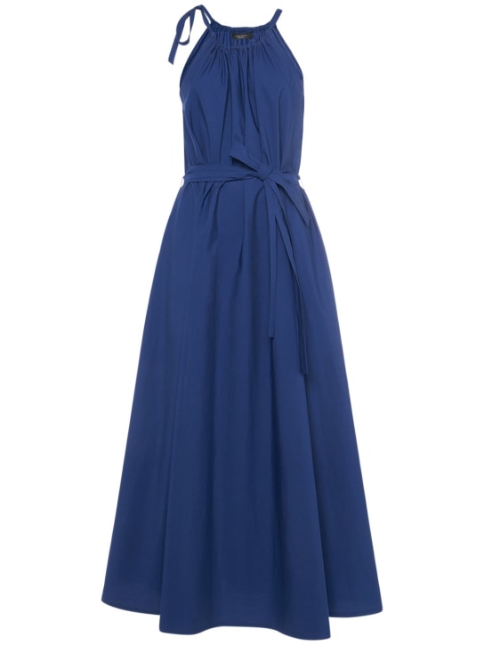 Weekend Max Mara: Fidato belted cotton poplin long dress - Blue/Purple - women_0 | Luisa Via Roma