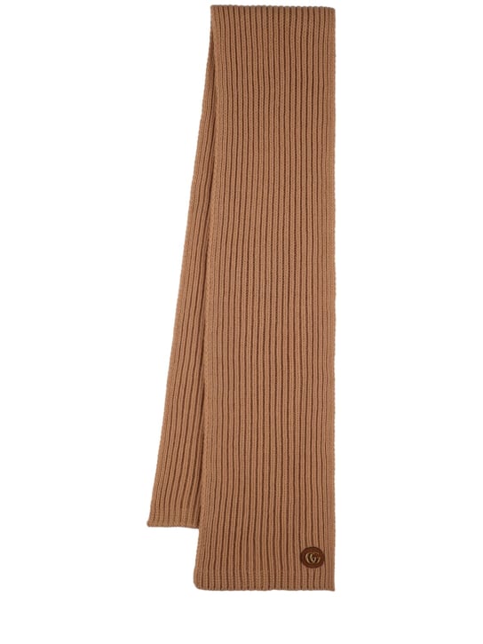 Gucci: Double G wool & cashmere scarf - Camel - women_0 | Luisa Via Roma