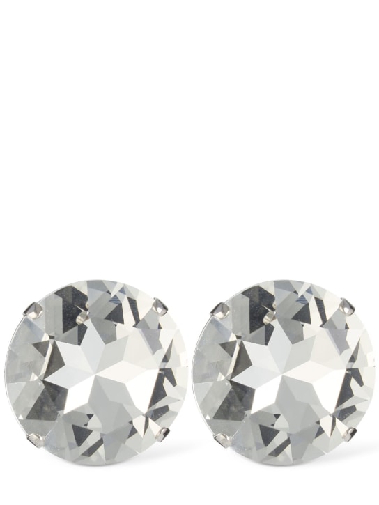 Alessandra Rich: Small round crystal earrings - Silver - women_0 | Luisa Via Roma
