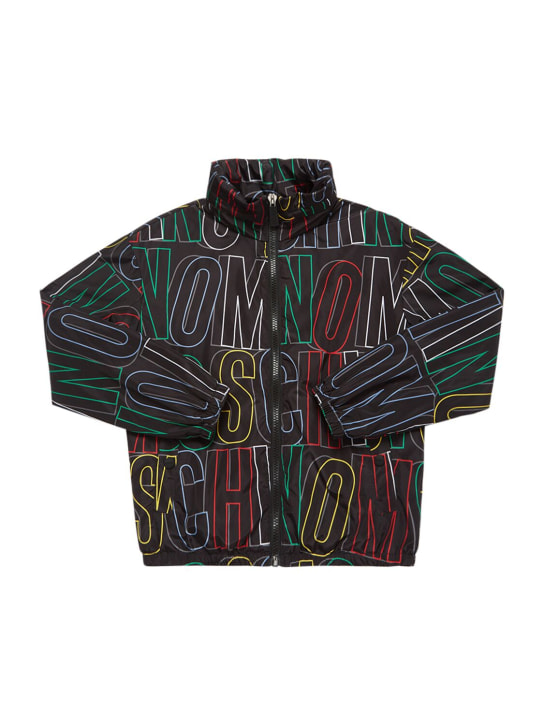 Moschino: Logo print nylon jacket w/ hood - kids-boys_0 | Luisa Via Roma