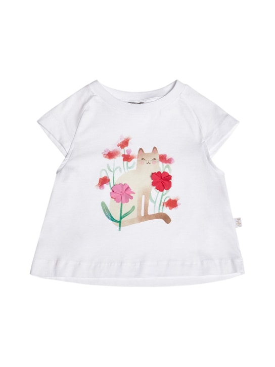 Il Gufo: Camiseta de jersey de algodón con decoraciones - Blanco - kids-girls_0 | Luisa Via Roma