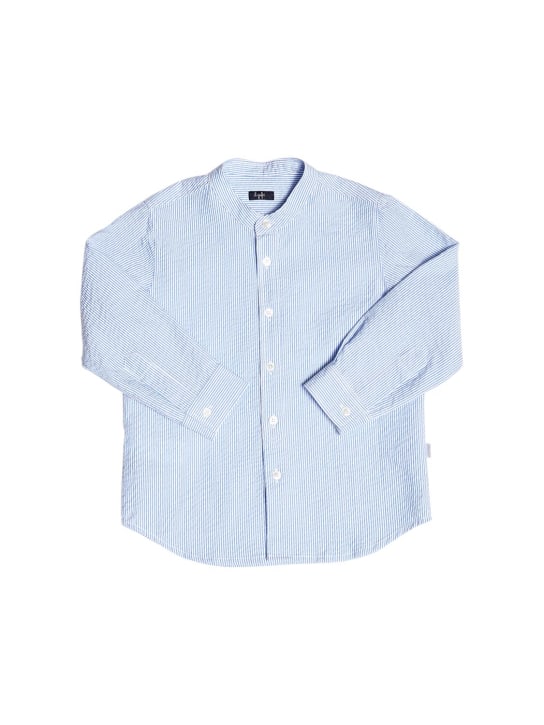 Il Gufo: Hemd aus Baumwollseersucker - Weiß/Blau - kids-boys_0 | Luisa Via Roma