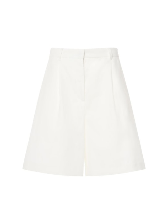 Weekend Max Mara: Ecuba cotton & linen canvas shorts - Ivory - women_0 | Luisa Via Roma