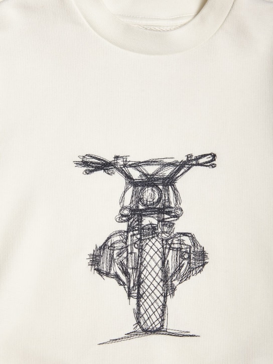 Il Gufo: Embroidered cotton crewneck sweatshirt - White/Black - kids-boys_1 | Luisa Via Roma