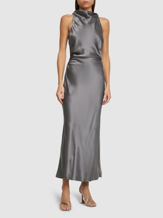 Reformation: Casette silk midi dress - Grey - women_1 | Luisa Via Roma