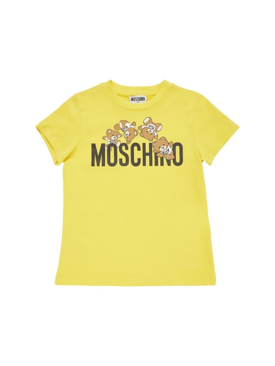 Moschino: 코튼 저지 티셔츠 - 옐로우 - kids-girls_0 | Luisa Via Roma