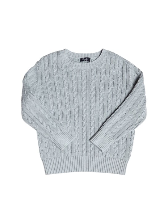 Il Gufo: Cable knit cotton sweater - Light Blue - kids-boys_0 | Luisa Via Roma