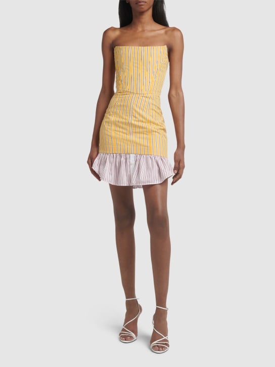 Dsquared2: Striped cotton strapless mini dress - Yellow/Multi - women_1 | Luisa Via Roma