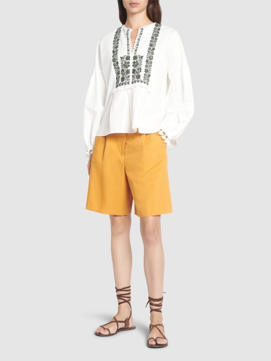 Weekend Max Mara: Ecuba cotton & linen canvas shorts - Orange - women_1 | Luisa Via Roma