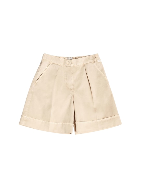 Il Gufo: Cotton gabardine Bermuda shorts - Beige - kids-girls_0 | Luisa Via Roma