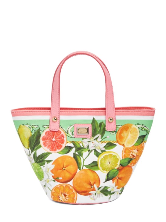 Dolce&Gabbana: Printed cotton handbag - Multicolor - kids-girls_0 | Luisa Via Roma