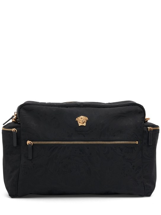 Versace: Leather & fabric changing bag & mat - Black/Gold - kids-girls_1 | Luisa Via Roma