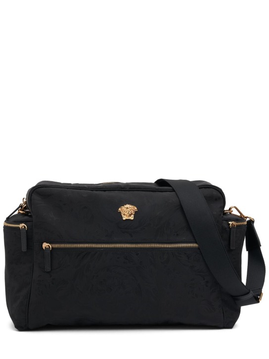 Versace: Leather & fabric changing bag & mat - Black/Gold - kids-girls_0 | Luisa Via Roma