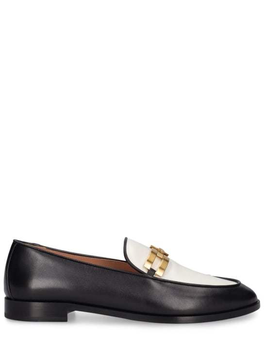 Aquazzura: Brandi leather loafers - Black/White - women_0 | Luisa Via Roma