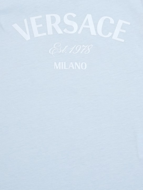 Versace: Printed cotton jersey t-shirt - Light Blue - kids-girls_1 | Luisa Via Roma