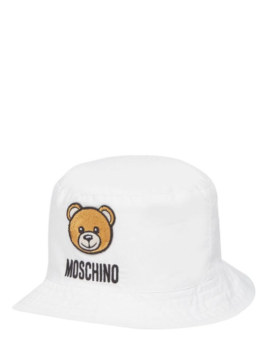 Moschino: Cappello bucket in popeline di cotone - Bianco - kids-girls_1 | Luisa Via Roma