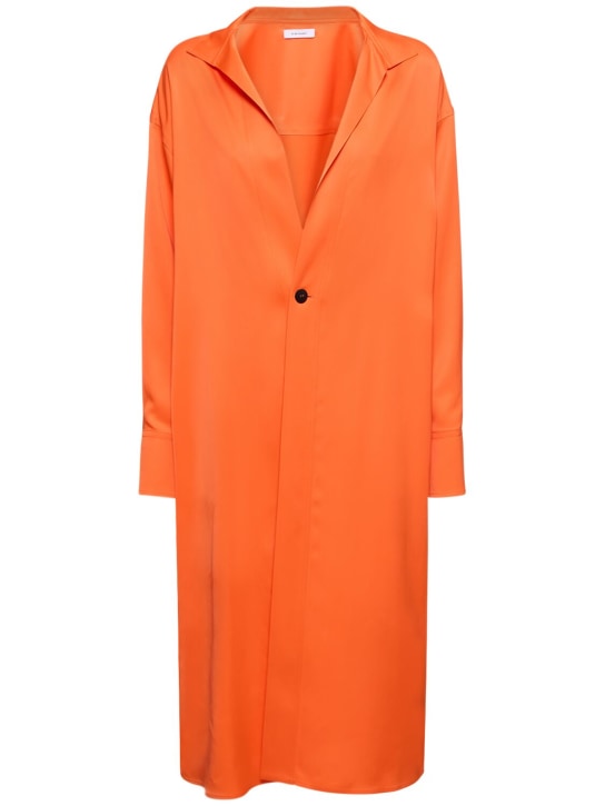Ferragamo: Single breasted viscose long jacket - Orange - women_0 | Luisa Via Roma