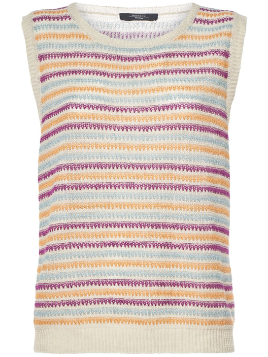 Weekend Max Mara: Caldaia linen knit sleeveless top - Multicolor - women_0 | Luisa Via Roma