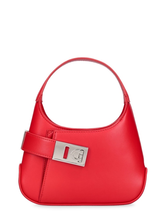 Ferragamo: Mini Arch leather top handle bag - Flame Red - women_0 | Luisa Via Roma