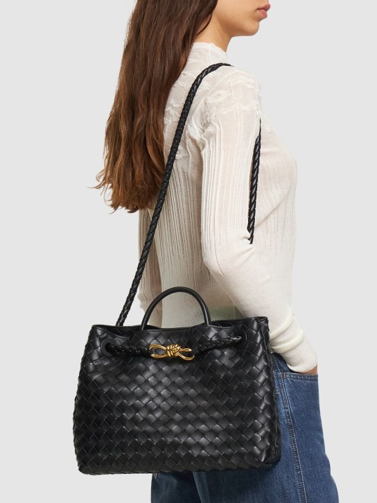 Bottega Veneta: Medium Andiamo leather top handle bag - Black - women_1 | Luisa Via Roma