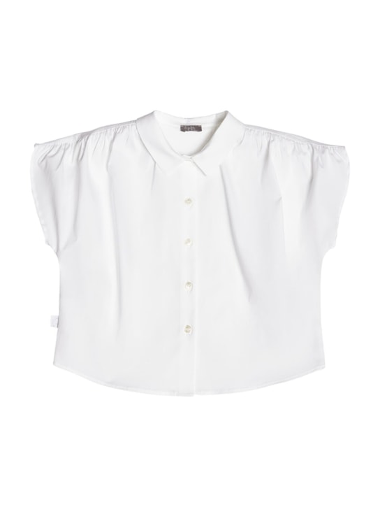 Il Gufo: Cotton blend poplin shirt - White - kids-girls_0 | Luisa Via Roma