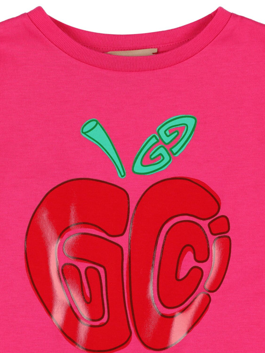 Gucci: T-shirt en jersey de coton - Fuchsia/Rouge - kids-girls_1 | Luisa Via Roma