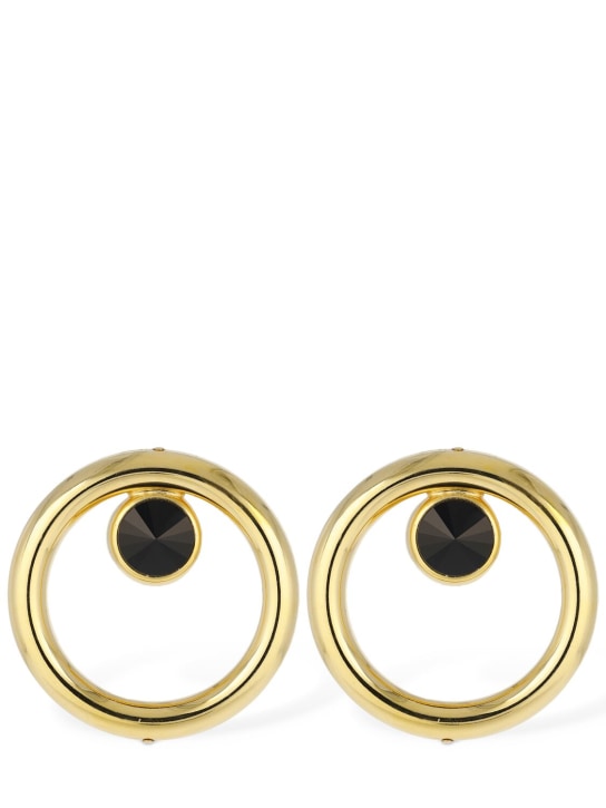 Alessandra Rich: Hoop crystal earrings - Gold/Black - women_0 | Luisa Via Roma