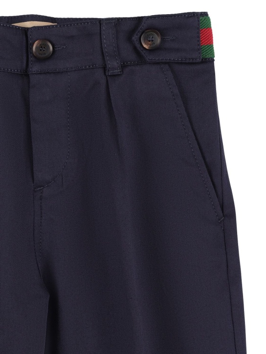 Gucci: Pantaloni in gabardina di cotone - Blue Japan - kids-boys_1 | Luisa Via Roma
