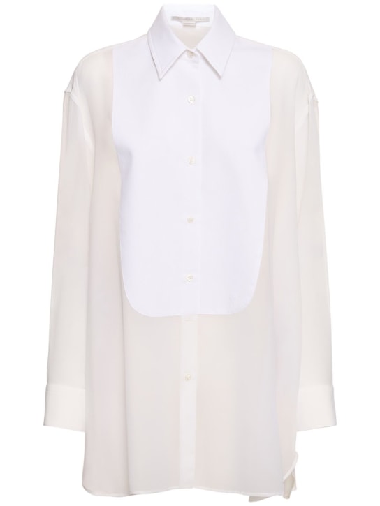 Stella McCartney: Silk chiffon tuxedo shirt - White - women_0 | Luisa Via Roma