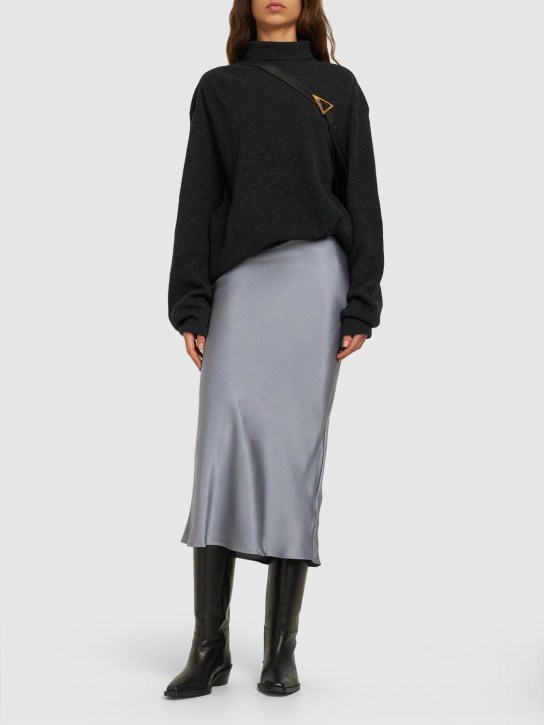 ANINE BING: Bar silk midi skirt - Grey - women_1 | Luisa Via Roma
