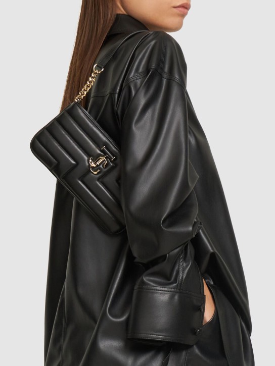 Jimmy Choo: Avenue slim leather shoulder bag - Black/Gold - women_1 | Luisa Via Roma