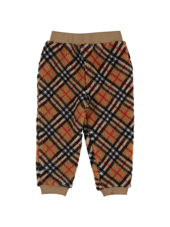 Burberry: Pantaloni in felpa di cotone check - Beige - kids-boys_0 | Luisa Via Roma