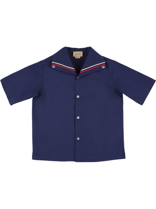 Gucci: Cotton blend polo shirt - Urban Blue - kids-boys_0 | Luisa Via Roma