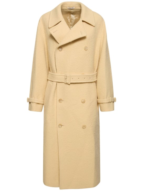 AURALEE: Trench-coat en alpaga brossé et laine - Beige Clair - women_0 | Luisa Via Roma