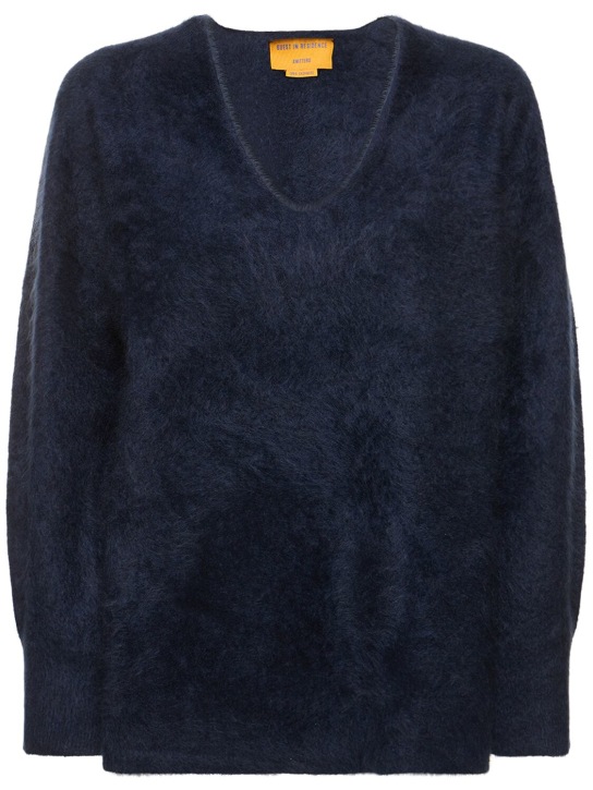 Guest In Residence: Suéter de cashmere con cuello en V - Azul - women_0 | Luisa Via Roma