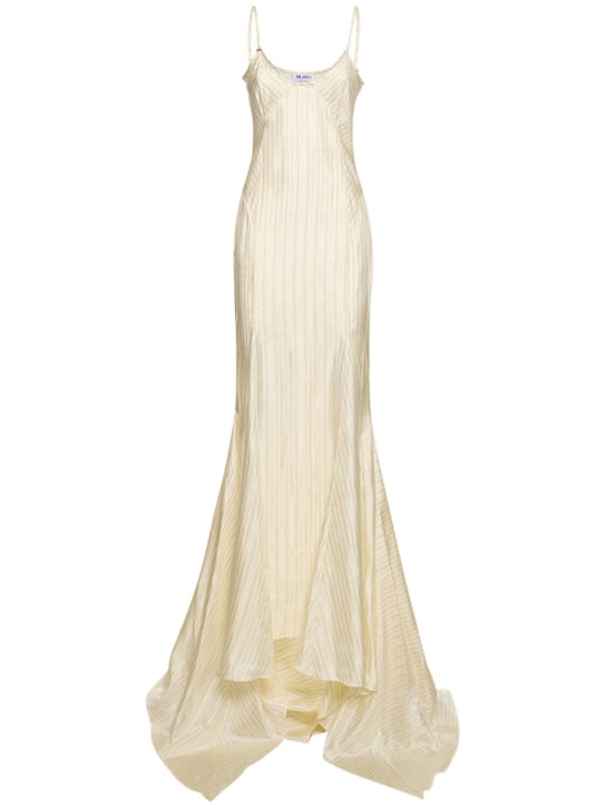 The Attico: Striped satin long dress - Multi/White - women_0 | Luisa Via Roma