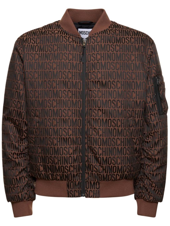 Moschino: Moschino logo cotton blend bomber jacket - Brown - men_0 | Luisa Via Roma