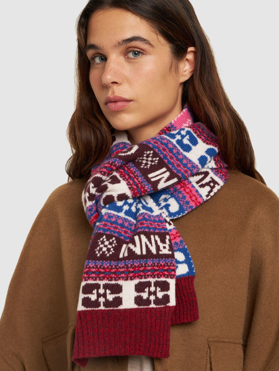 GANNI: Graphic wool blend scarf - women_1 | Luisa Via Roma