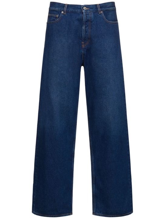 Off-White: Arrow loose cotton denim jeans - Medium Blue - men_0 | Luisa Via Roma