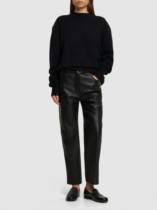 Stella McCartney: Faux leather straight pants - Black - women_1 | Luisa Via Roma