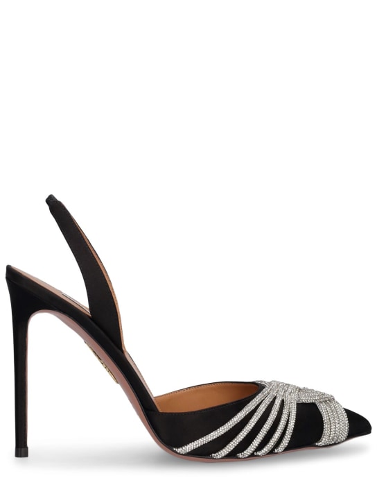 Aquazzura: Zapatos de tacón destalonados de satén 105mm - Negro - women_0 | Luisa Via Roma