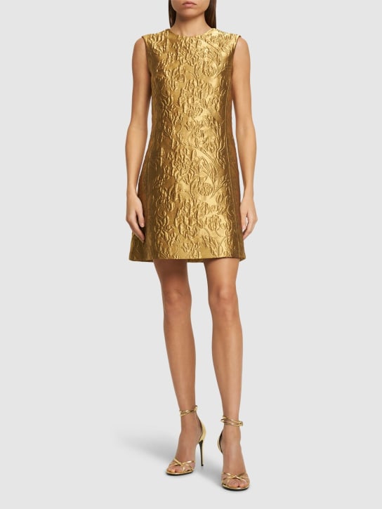 Emilia Wickstead: Irma lurex jacquard mini dress - Gold - women_1 | Luisa Via Roma