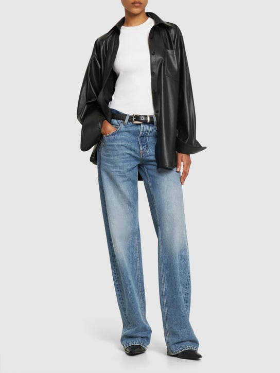 Stella McCartney: Faux leather oversized shirt - Black - women_1 | Luisa Via Roma